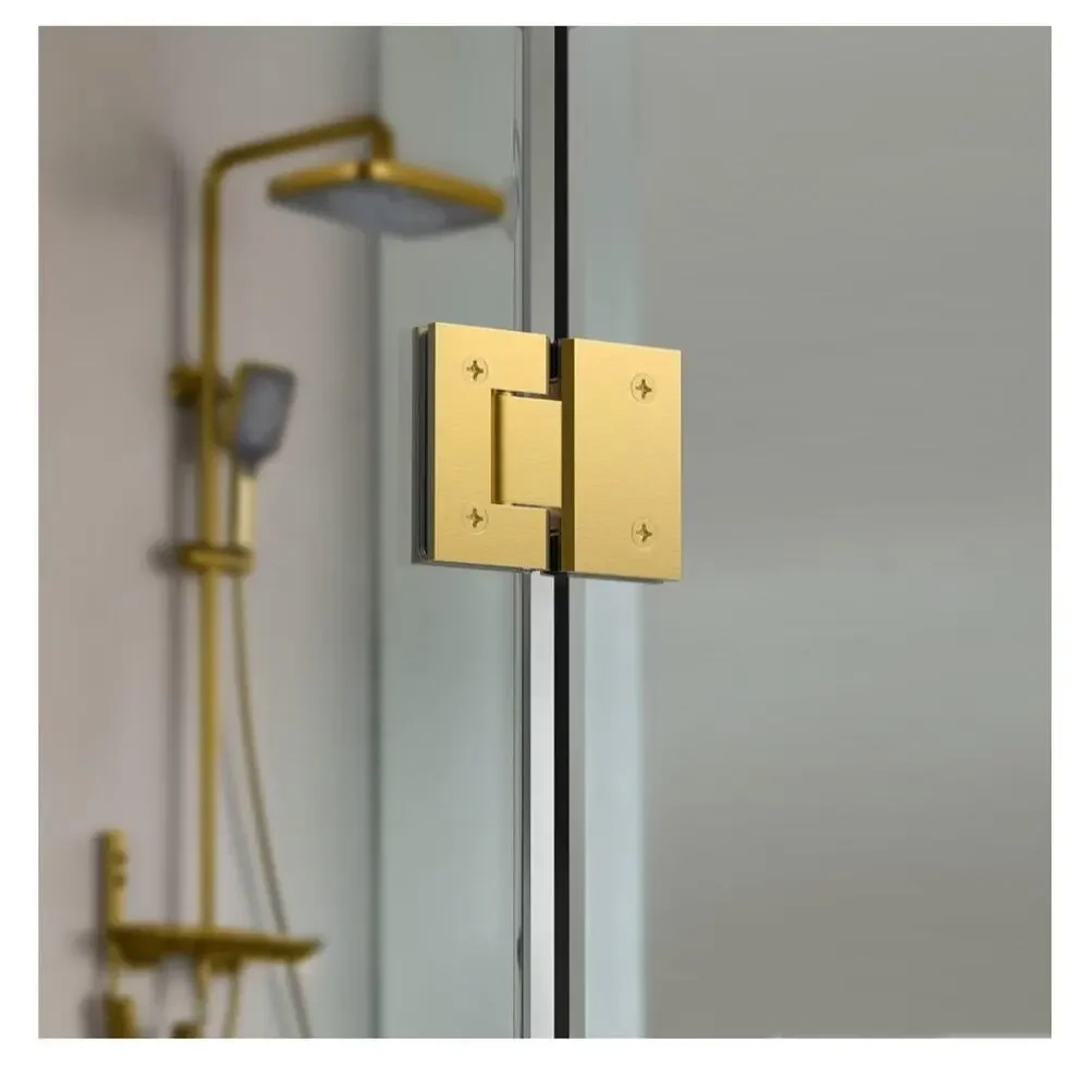 AatrixQuayn 180° Shower Door Hinges 2 Pack Solid Brass Brushed Gold 8-12mm